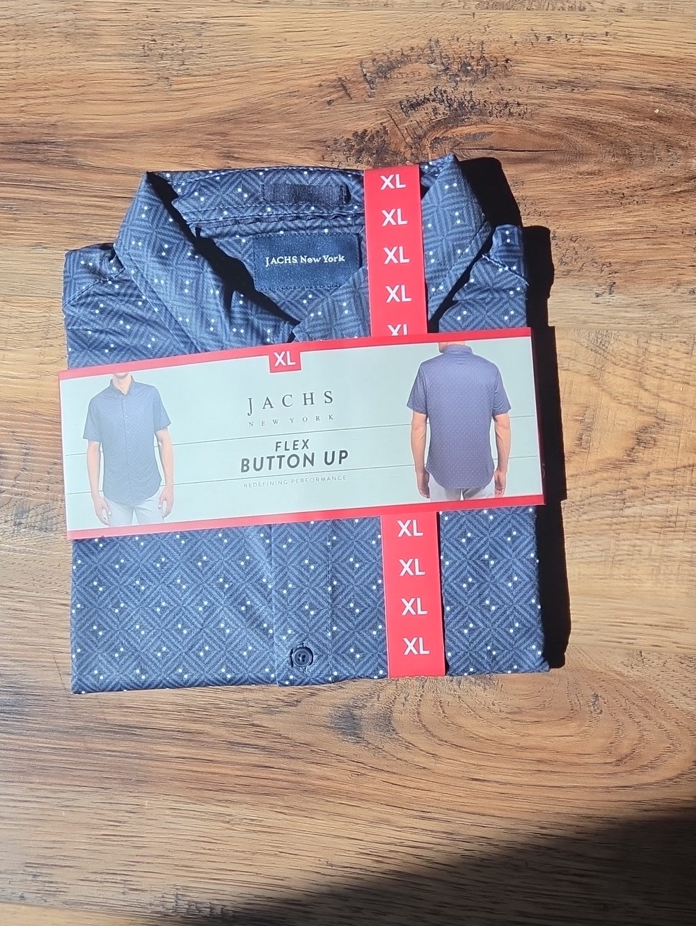 JACHS New York Navy Geo Print Flex Button-Down Shirt